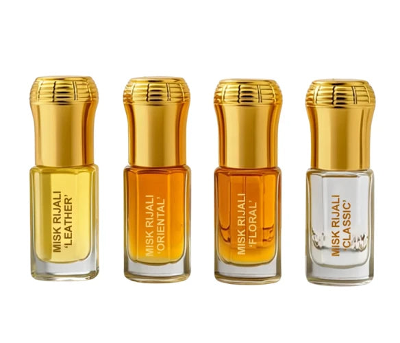 Ajmal Misk Rijali Attar Pack (Leather, Oriental, Floral & Classic) 3ml X 4